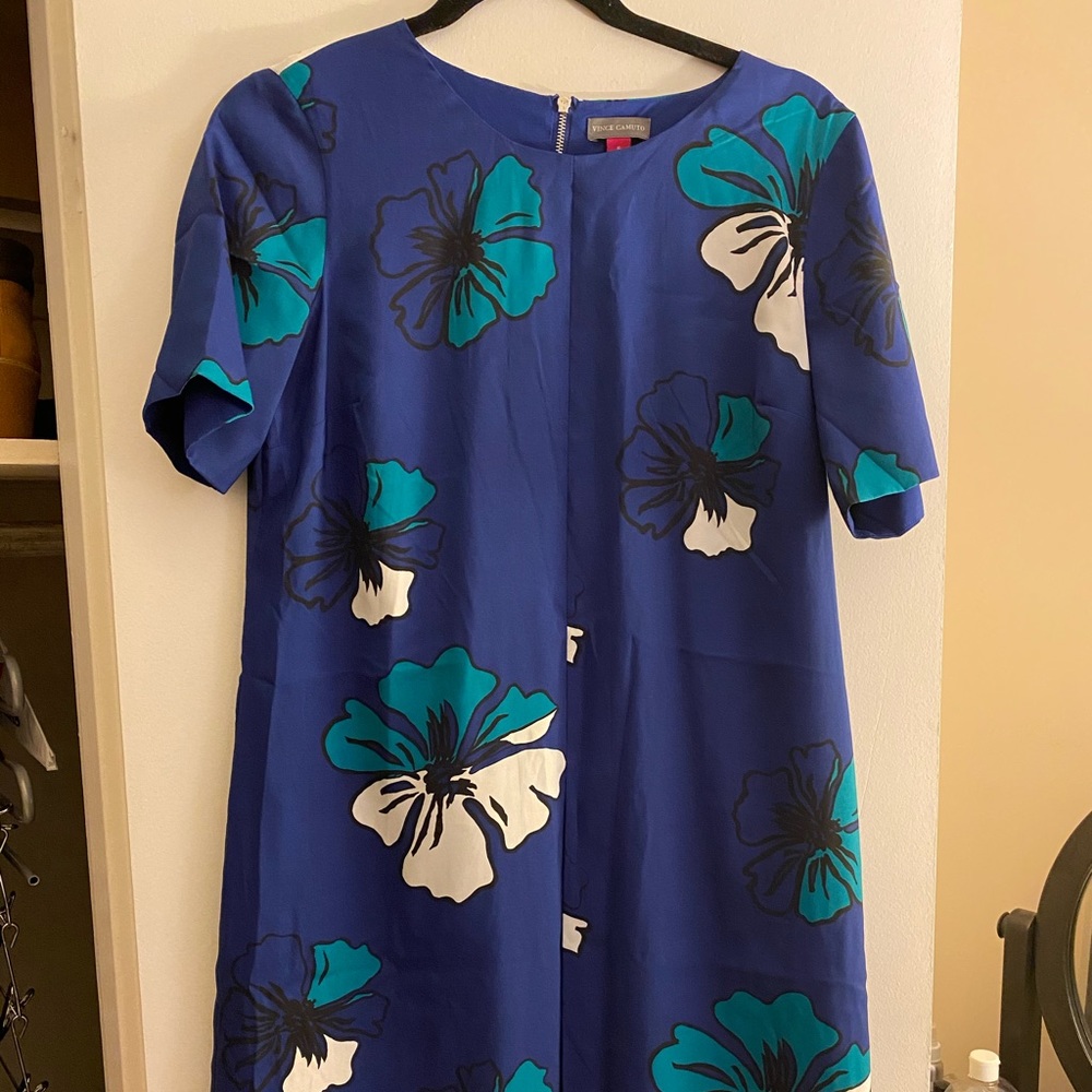 Vince Camuto Floral Shift Dress w/Front Pleat